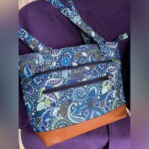Blue and purple paisley handbag